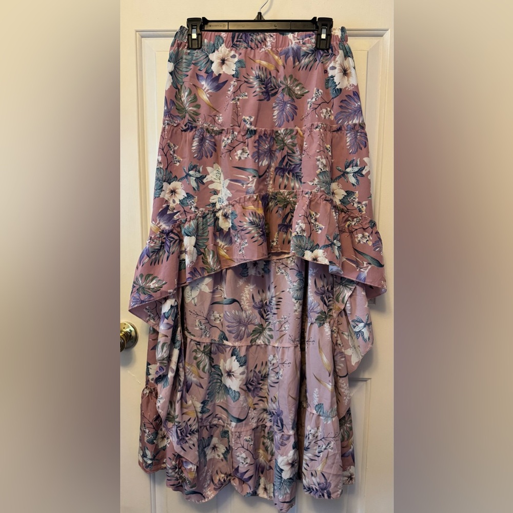 Floral Pink High-Low Skirt - Picture 2 of 3
